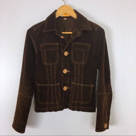 Tulle Brown Corduroy Fitted Blazer Jacket - Picture 2 of 8